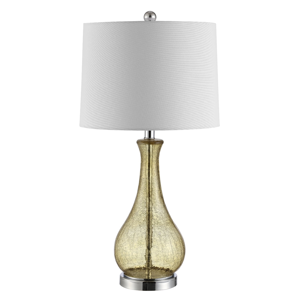 Safavieh Finnley 16 in 1-Light Contemporary Chrome Finish Table Lamp with Clear Glass Off White Transitional Shades