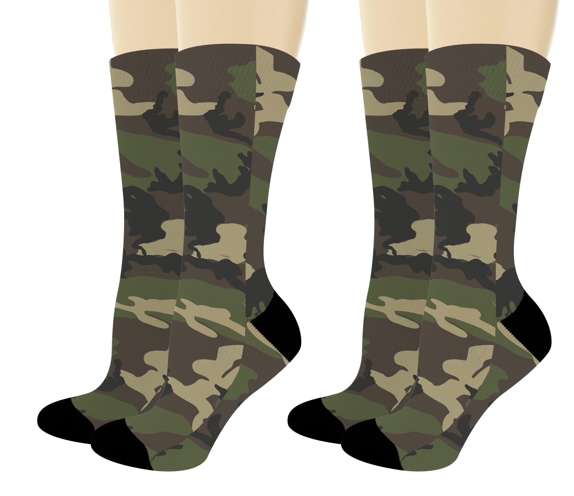 Green Camouflage Compression Socks For Women Casual Fashion Crew Socks