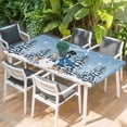 thumbnail image 2 of Blue Snowman Christmas Table Cloths for 3 Foot Rectangle Tables, Xmas Snowflake Gifts Winter Elk Patio Waterproof Elastic Fitted Tablecloths, Washable Rectangular Table Cover for Camping, 2 of 8