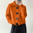 thumbnail image 2 of Ediodpoh Big Button Knitted Jacket Women's Fashion Retro Lapel Cardigan Sweater Women's Autumn and Winter Loose Style Womens Cardigan Sweaters Orange, 2 of 4