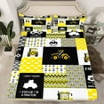 thumbnail image 2 of Manfei Yellow Farm Tractor Queen Sheet Sets,Country Farmhouse Lodge Flat Sheet,Patchwork Geometric Checkered Queen Fitted Sheet For Teens,Microfiber Bedroom Decor,4-Piece, 2 of 7