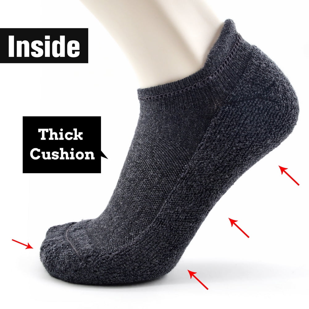 Busy Socks Men's Women's Wool Ankle No Show Tab Socks, Dark