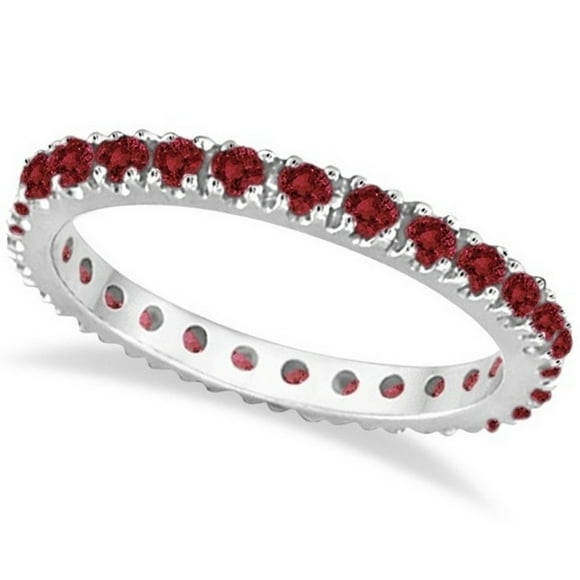 Bague d'Éternité en Rubis Empilable en Or Blanc 14 K (0,50 Ct)