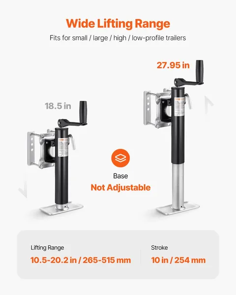 Heavy Duty 2000 lbs Swivel Trailer Jack with 10" Lift and Handle for RV,Horse,Utility,and Yacht Trailers-Bolt-On Design for Easy Installation