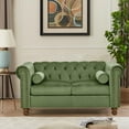 thumbnail image 3 of Velvet Chesterfield Loveseat, Tufted 2-Seater Sofa Couch with Nailhead Trim and Rolled Arms for Living Room Office Décor Green, 3 of 9