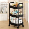 thumbnail image 6 of Rolling Multi-Tier Storage Cart: 2-5 Tier Organizer for Kitchen, Living Room & Office (Black/White), 6 of 7