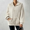 thumbnail image 3 of STETMN Women's Sherpa Sweatshirt Quarter Zip Fleece Long Sleeve Pullover Tops with Pocket, 3 of 8