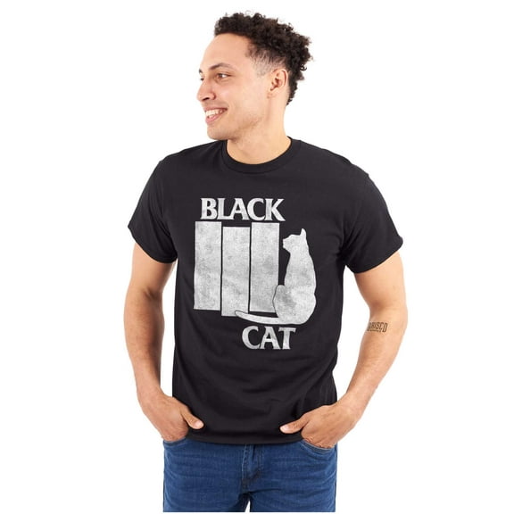 Black Cat Punk Rock Kitty Lovers Plus Size Crewneck Graphic Tee Shirt Brisco Brands 2X