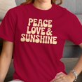 thumbnail image 3 of Smartprints Peace Love & Sunshine Women's T-Shirt Cardinal Red, Cotton, M, 3 of 4