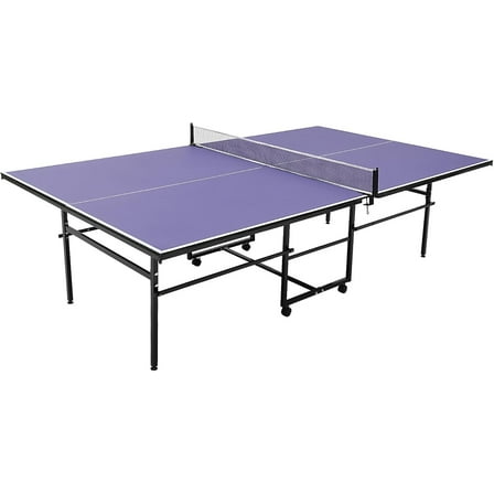 Lumiparty Folding Rolling Table Tennis Table, Indoor 9' x 5' Ping Pong Table with Net, Professional Outdoor Table Tennis Tables with 4 Wheels for Easy Movement