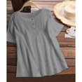 thumbnail image 3 of Heiheiup Robes pour Femmes 2024 T-Shirt d'Été à Col Rond et Boutons Manches Courtes en Coton et Lin pour Femmes, 3 of 3
