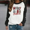 thumbnail image 1 of Meichang Chandails en Molleton Joyeux Noël pour Femmes, Chandails en Molleton Graphiques à Carreaux Léopard, Manches Longues Raglan, Col Rond, Pull Tendance Patchwork, 1 of 6
