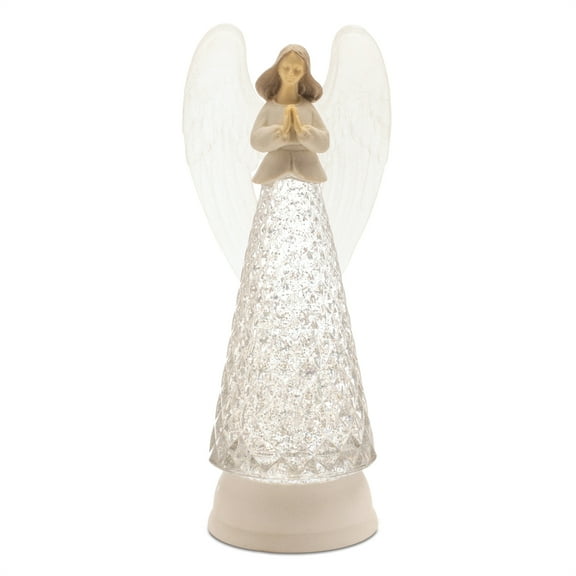 Melrose 94090DS 12.5 in. Plastic LED Angel Snow Globe, White - 3 AA Batteries Not Included & USB Cord Included 6 Hour Timer