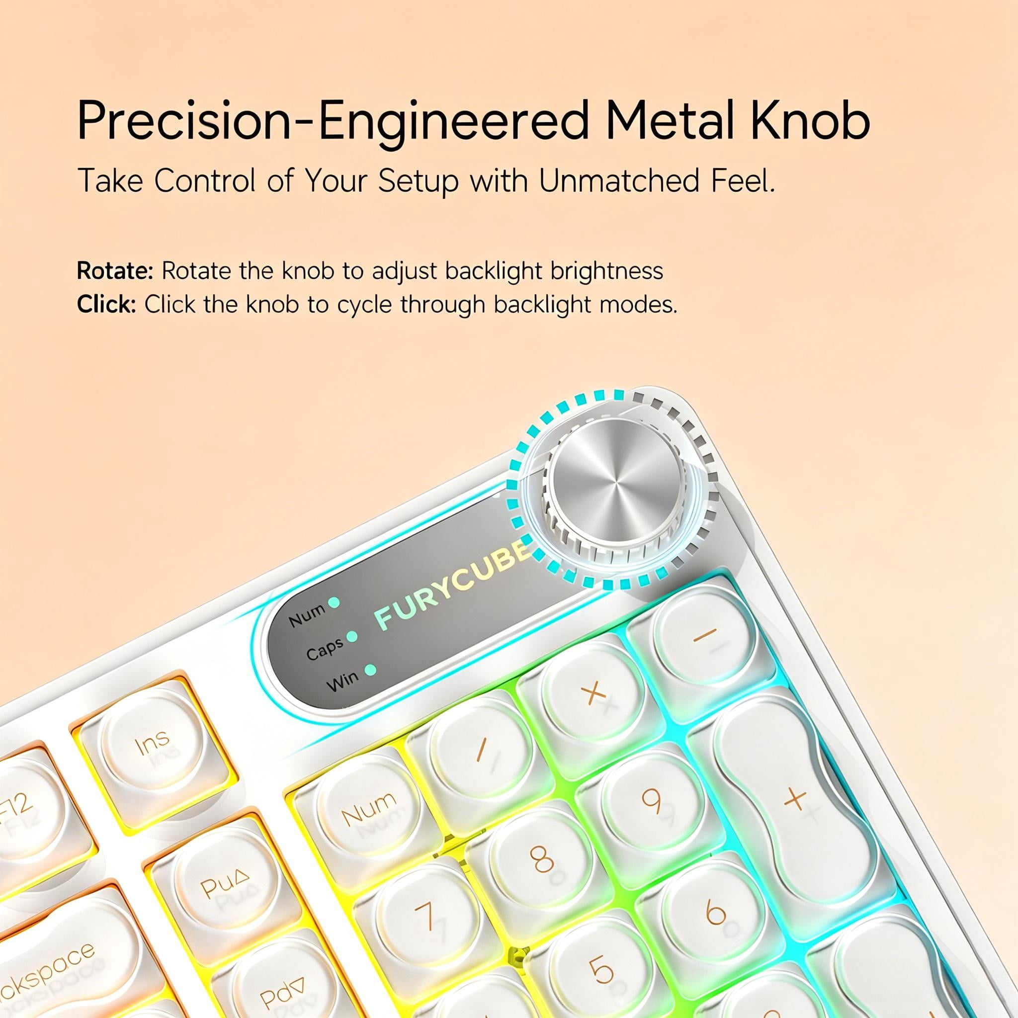 Rechale IP98 Foundation Mechanical Feel Keyboard, 98-Key Compact Wired Keyboard, IPX8 Waterproof Front Printed RGB Keycaps, Cute Makeup Style (Pink White)