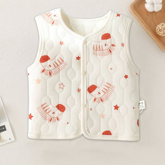 Baby Clothes for Girls Warm Sleeveless Top For 0 To 2 Year Old, Fall And Winter Inner Quilted Sleeveless Top, Three-layer Warm Sleeveless Top Girls Clothes on Clearance