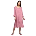 thumbnail image 1 of Moomaya Robe de Nuit en Coton à Manches Longues et Encolure Carrée Unie pour Femmes, 1 of 6