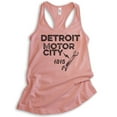thumbnail image 1 of Detroit Motor City Tank Top, Ladies Racerback Tank Top, Detroit Tank, Michigan Tank, Desert Pink, Large, 1 of 3