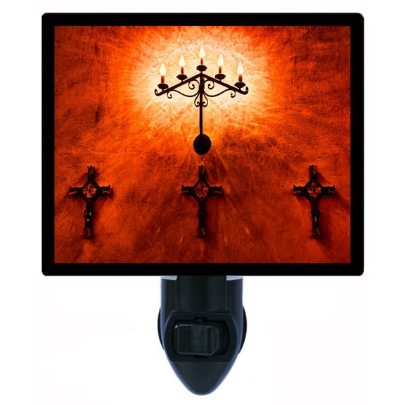 Night Light - Three Crosses. | Religious Theme, Includes Free Switchable Insert, 4W Bulb, E12 Base