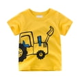 thumbnail image 2 of Toddler T Shirts Toddler Kids Boys Summer Digger Print Short Sleeve Casual T Shirt Lightweight Breathable Soft Top Baby Boy Summer Clothes Yellow 3 Years-4 Years, 2 of 6
