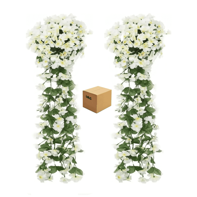 2pcs Flores Artificial Wisteria Decoración Boda Hogar Fiesta Lab.G Blanco