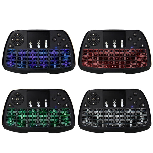 Clavier Sans Fil Rétroéclairé 2,4 GHz Pavé Tactile Souris Télécommande Portative Rétroéclairage 4 Couleurs pour Android Télé Intelligente PC Portable
