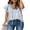 B Sky Blue, variant on EVALESS Boho Blouse for Woman Floral Printed V Neck Tunic Top Casual Ruffle Short Sleeve Drawstring Shirts Khaki S