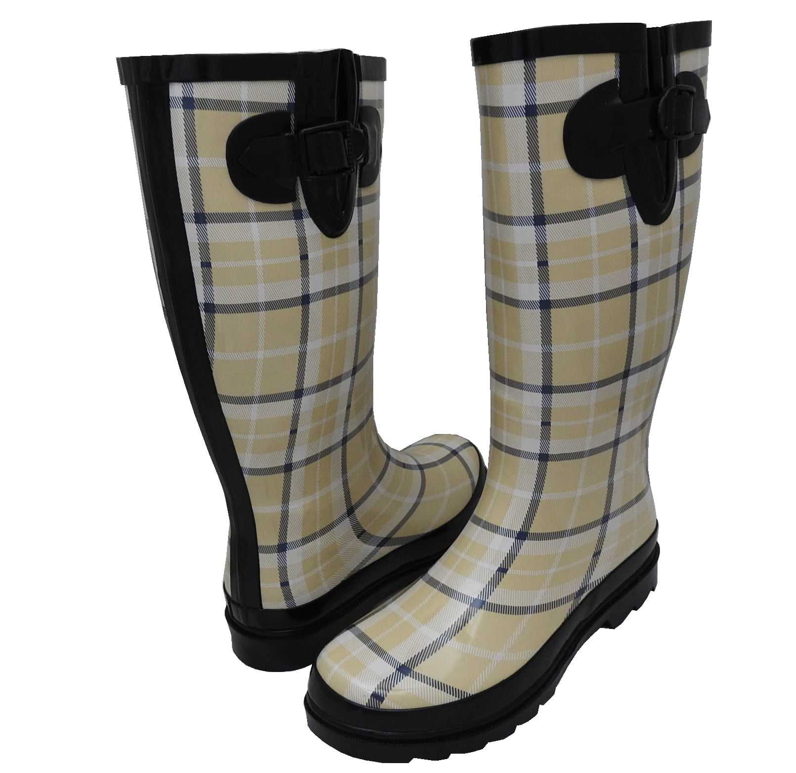 Women's Rain Boots Rubber Waterpoof Mid Calf Colors Wellie Snow Wellington
