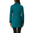 thumbnail image 4 of INSPIRE CHIC Women's Notched Lapel Long Sleeves Double Breasted Mid-Lentgh Overcoat XL Lake Blue, 4 of 7