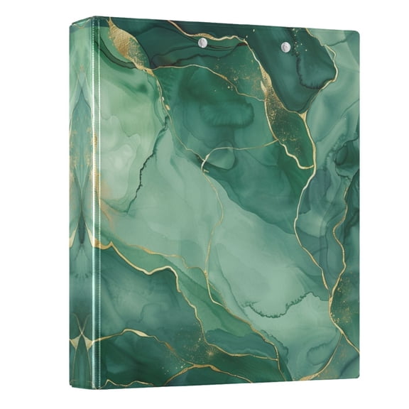 ALAZA Green Marble W/ Gold Line 3 Ring Binder 1.5 Inch Three Ring Office Binders w/ clipboard & 3 pockets, Hold 200 Sheets, 1 pc