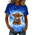 thumbnail image 3 of Axdhxbd Womens Christmas Shirt Cute Highland Cow Graphic Tees Xmas Short Sleeve Crew Neck Tshirts Plus Size Holiday Tops S-5XL, 3 of 7