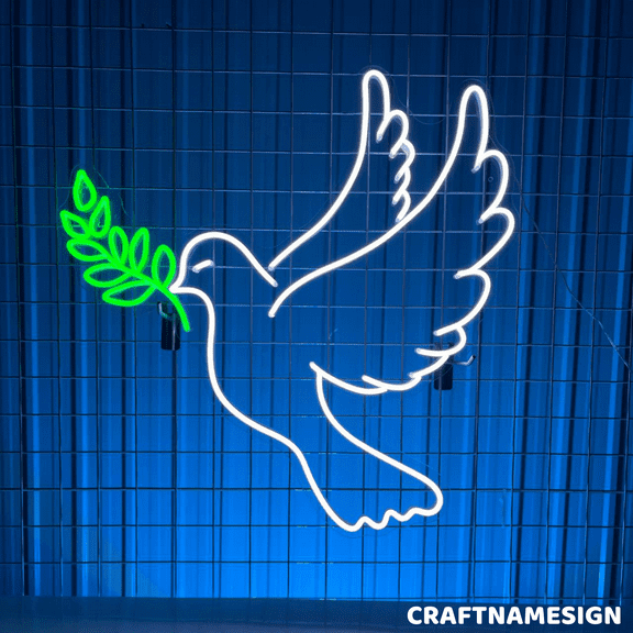 Craftnamesign Dove Peace Neon Light, Bird LED For Store Shop Wall Decor