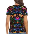 thumbnail image 3 of Honeii Mexican Flower Traditional1 Print Women's V-Neck T-Shirt,Short Sleeve V Neck Tees Tops for Women , Perfect for Work, Travel, and Everyday Wear, 3 of 7