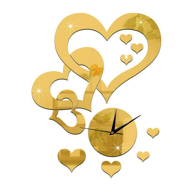 Acrylic Wall Clock Sticker Heart Creative Wall Hanging Clock Wall Clock Decor