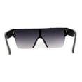 thumbnail image 2 of Womens Rhinestone Flat Top Rimless Shield Mafia Sunglasses Black Smoke, 2 of 4