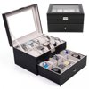 20 Insert Grid Slots & 20 Removable Pads PU Leather Watch Box Display Case Organizer Jewelry Storage Organizer