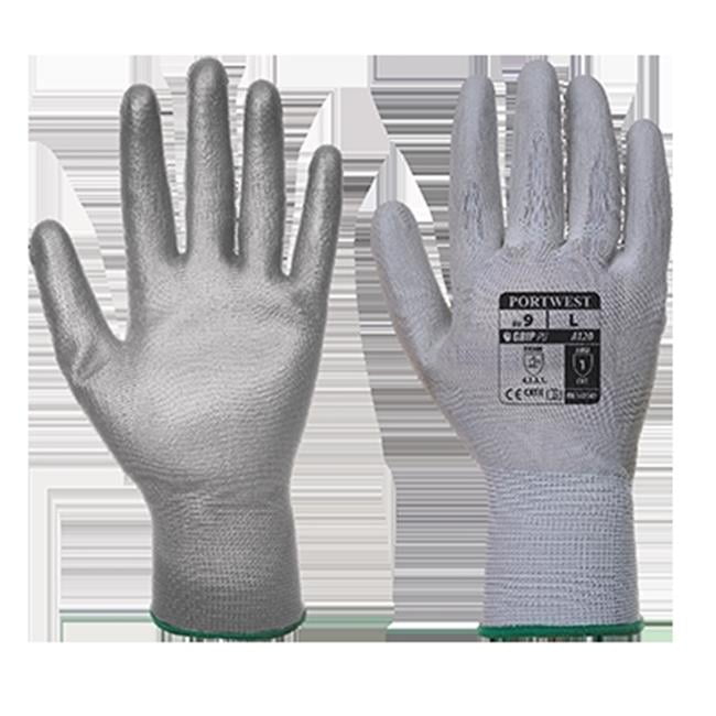 12 Pairs Medium Grey Portwest PU Palm Coated Safety Work Gloves Builders 