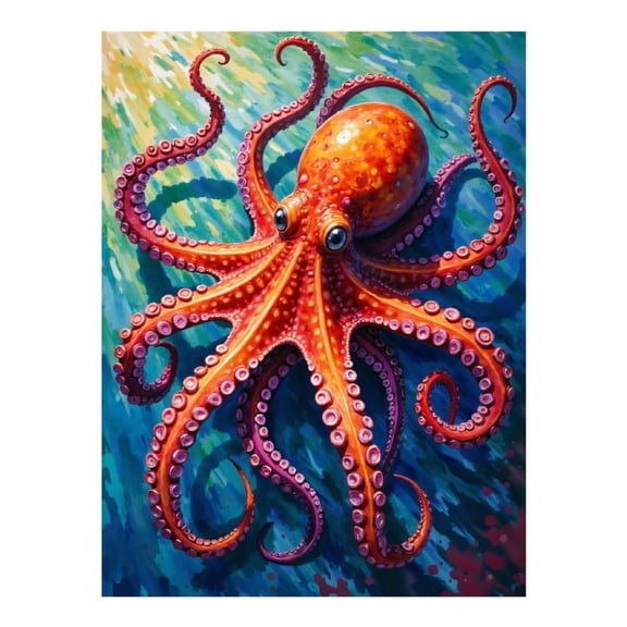 Diamond Art Kit for Adults, Colorful Octopus Underwater Art Diamond Painting for Adults Beginners, 5D DIY Diamond Art Painting Kits, Colorful Diamond Painting Craft for Home Decor 12x16