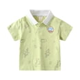 thumbnail image 1 of T-shirts Garçons Manches Courtes avec Imprimé Dessin Animé Mode Col Rabattu Hauts Été T-Shirt Enfant Vert 6 Ans-7 Ans, 1 of 4
