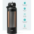 thumbnail image 4 of BUZIO 40oz Reusable Stainless Steel Water Bottle, Vacuum Insulated, Wide Mouth Sports Bottle with Straw Lid, BPA Free, 4 of 7