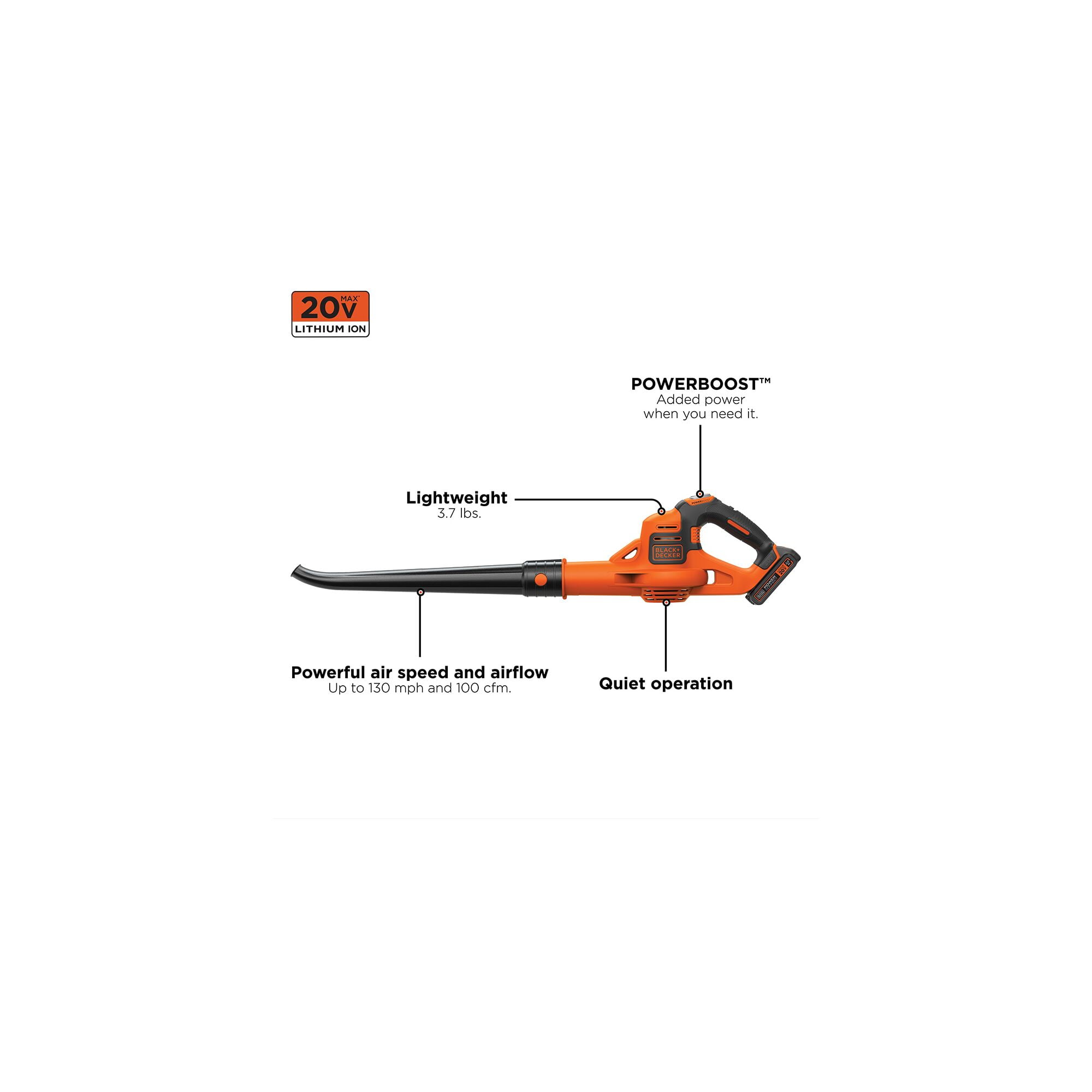 Black & Decker PowerBoost 130 MPH 100 CFM 20V MAX Lithium-Ion