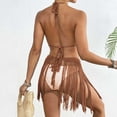 thumbnail image 5 of Huowey Hand Crocheted Women 2PCS Set Patchwork Fringe Bikini Tops And Skirt Outfit Pool Bathing Suit Honeymoon Cruise Trendy Wear, 5 of 7