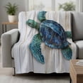 thumbnail image 2 of Sea Turtle Blanket Soft Cozy Warm Throw Blanket for Couch, Plush Fuzzy Flannel Fleece Blankets for Sofa, Coastal Summer Beach Vintage Wooden Bed Blankets Lightweight Gifts for Women, 40"x50", 2 of 9