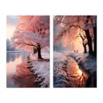 thumbnail image 2 of Designart "Peach Tree on a Frosty Winter Morning V" Winter Landscape Wall Art Set Of 2 - Peach Landscapes Wall Decor Set Of 2, 2 of 7