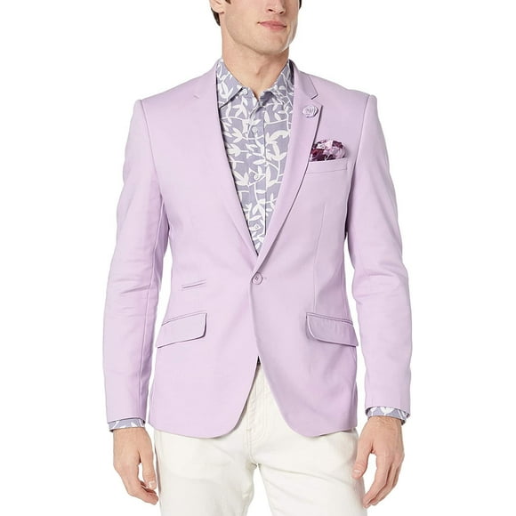 Azaro Uomo Men's Blazer Slim Dress Casual Stretch Suit Sport Jacket Stylish, Lavender Purple, Small