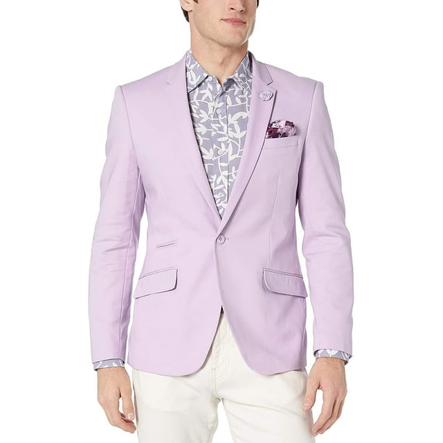 Azaro Uomo Blazer pour Homme Ajusté Habillé Décontracté Extensible Veston Sport Élégant, Lavande Violet, Grand