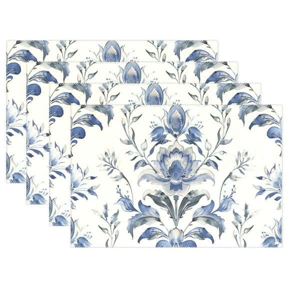 Boho Tribal Floral Flowers 12×18 inch Placemats Heat Resistant Washable Foldable Rectangular Placemats Set Decoration Indoor Outdoor for Kitchen Dining Table 1PC