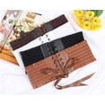 thumbnail image 4 of FOCUSNORM Womens Wide Elastic Lace-up Waist Belt Adjustable Leather Cinch Corset Waistband, 4 of 7
