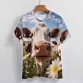 thumbnail image 3 of Farmhouse Highland Cow Funny Cattle And Flower Women's Short Sleeve T-Shirt Crew Neck Casual Summer Trendy Loose Fit Tops, 3 of 6