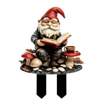 DefiDgd Dwarf Garden Stakes,Acrylic 2D Flat Gnome Ornament for Outdoor Pathway Yard Lawn Pot Plant Decorative Accessories(A)