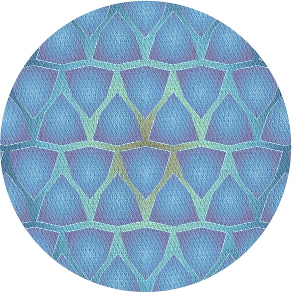 Ahgly Company Machine Washable Indoor Round Transitional Blue Diamond Blue Area Rugs, 6' Round